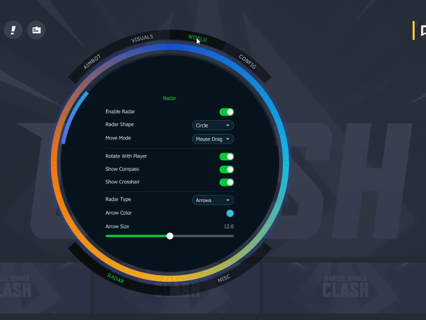 Marvel Rivals cheat menu interface preview