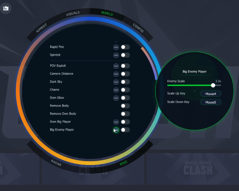 Marvel Rivals visuals ESP box skeleton preview