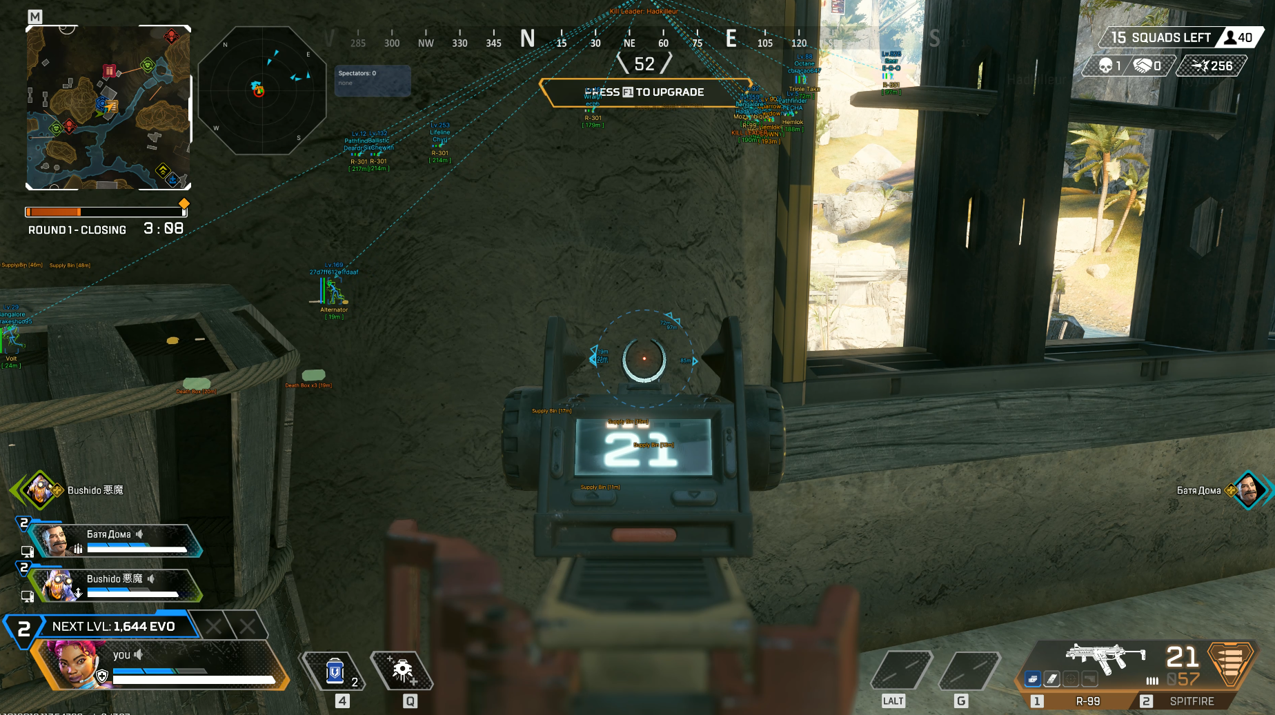Apex Legends player ESP box skeleton health Apex Vindy