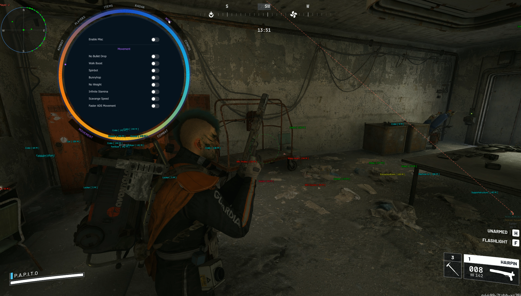 ARC Raiders movement bunnyhop no bullet drop stamina Arc Riders Vindy