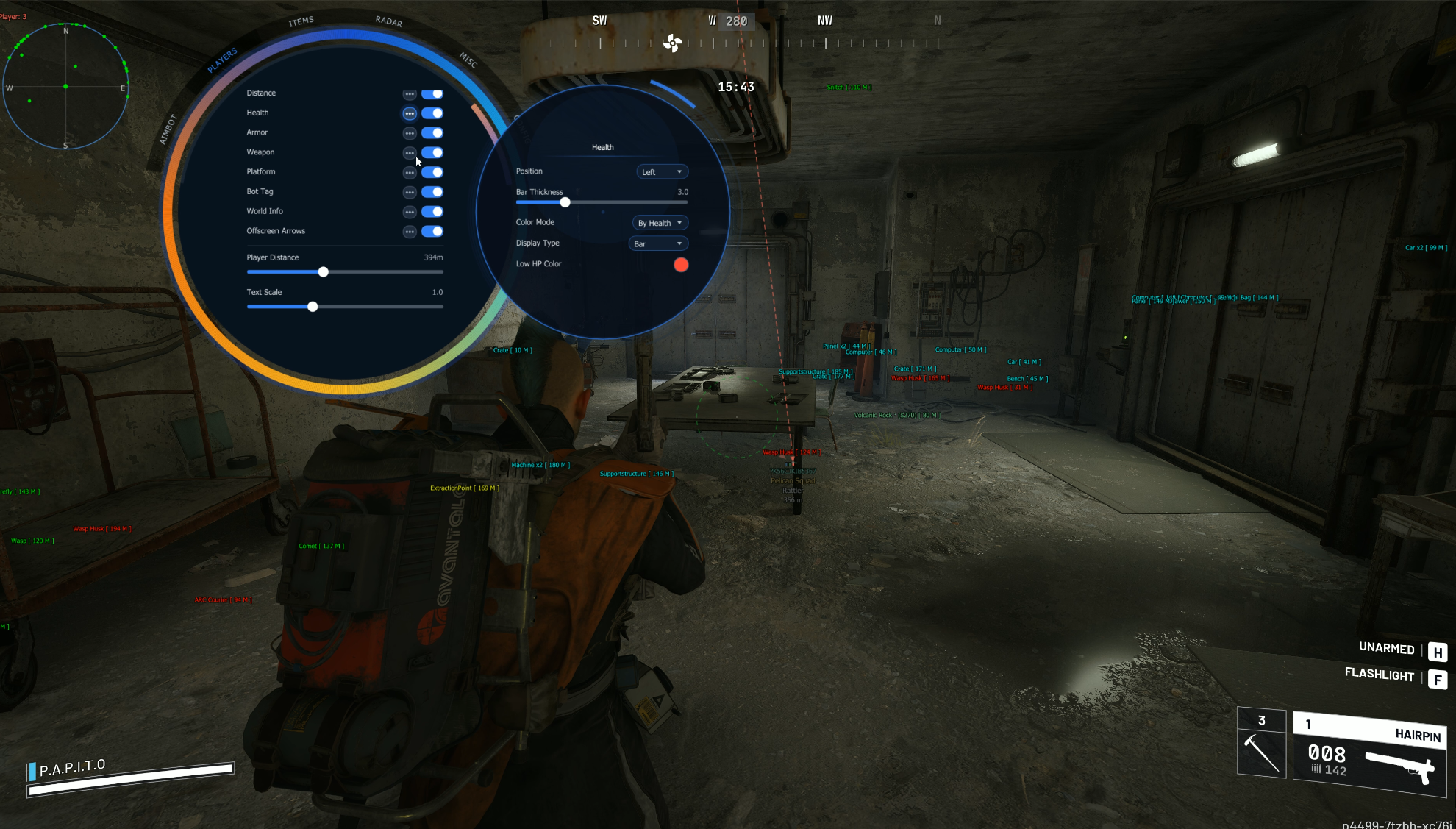 ARC Raiders player ESP health armor weapon distance Arc Riders Vindy