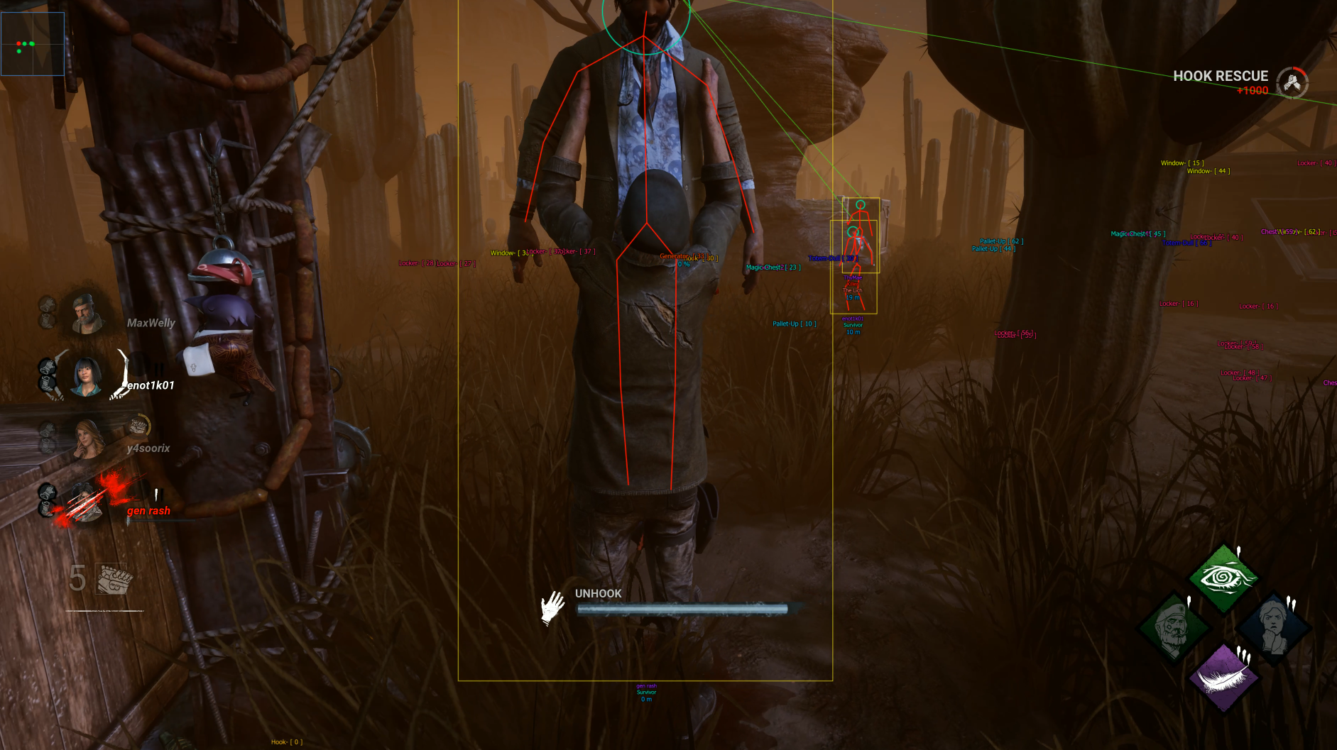 DBD ESP gameplay unhook skeleton wallhack Vindy