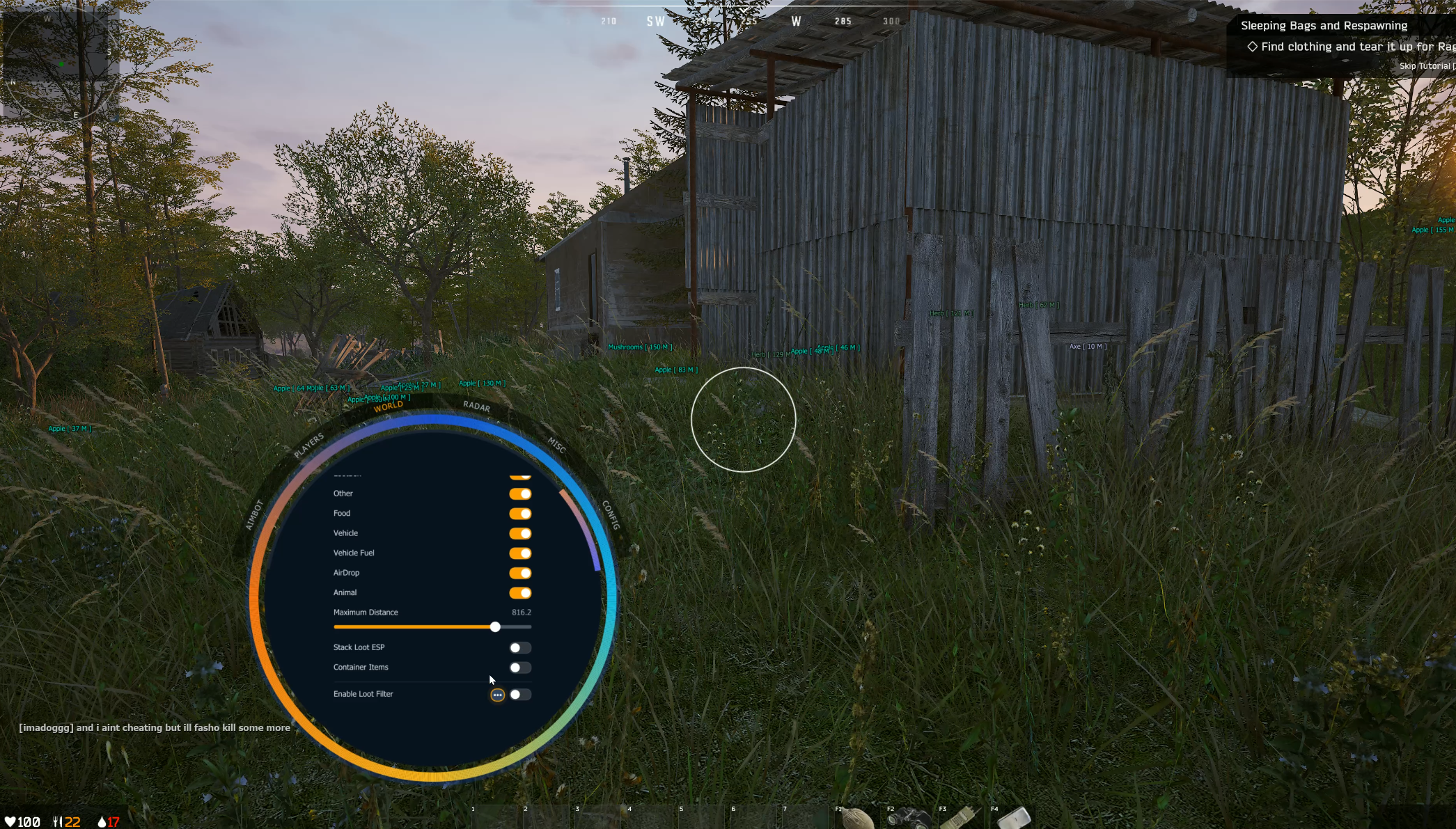 Deadside world loot ESP food vehicles airdrops filter Vindy