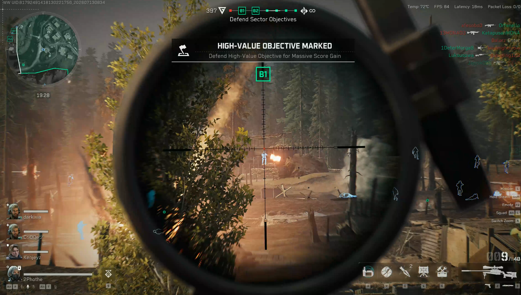 Delta Force player chams outdoor scoped view