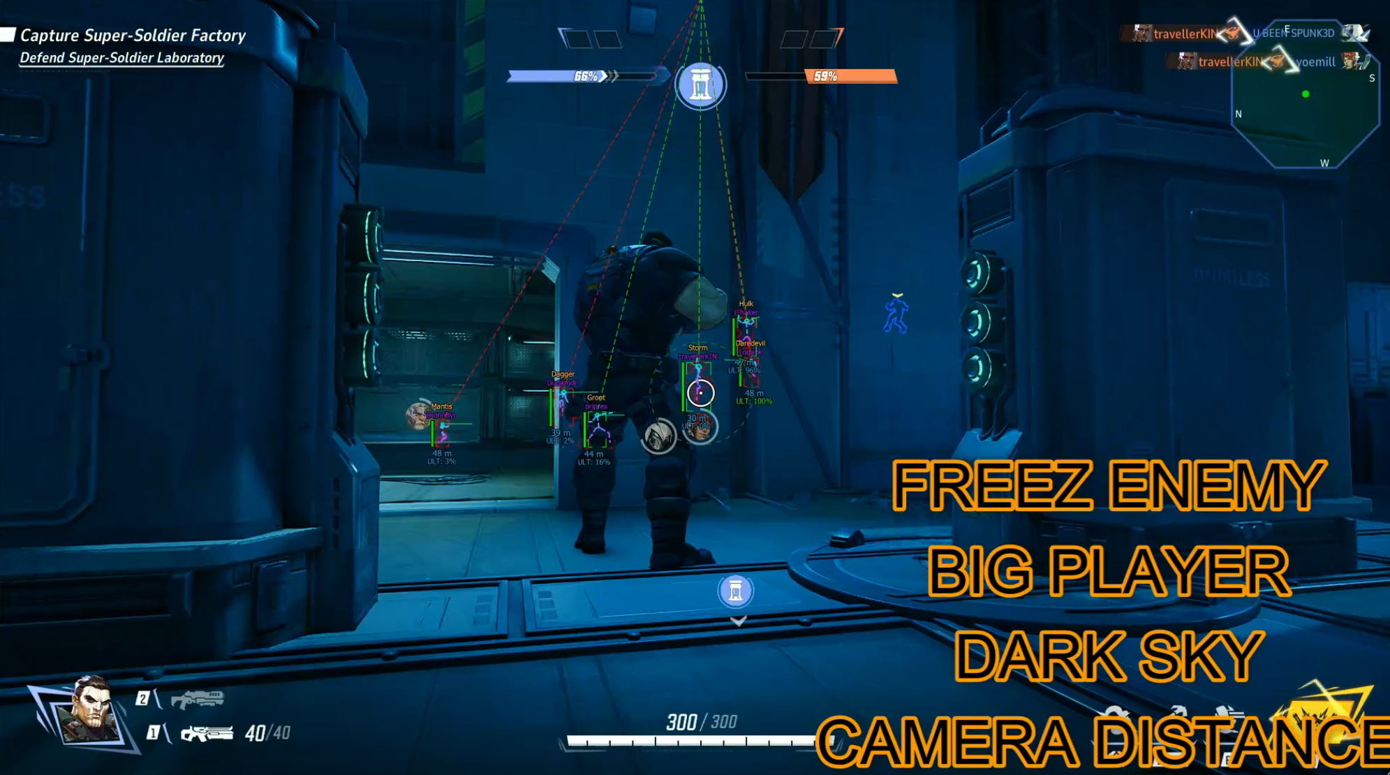 Marvel Rivals players ESP snaplines freeze big player dark sky