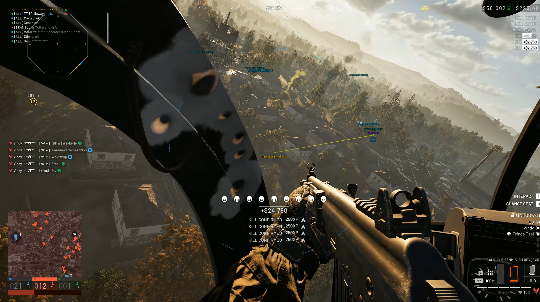 WarDogs ESP wallhack multi-kill streak from helicopter Vindy